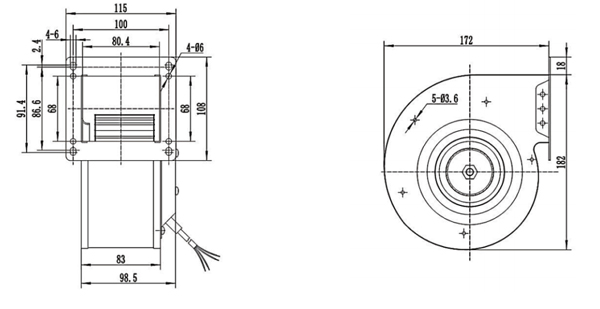 Dimension of DG120A-D072A6 Forward Curved Single Inlet Φ 120-62 Dimension of DG120A-D072A6 Forward Curved Single Inlet Φ 120-62