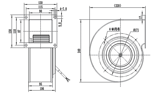 Dimension of DG160A-D072A Forward Curved Single Inlet Φ 160-62 Dimension of DG160A-D072A Forward Curved Single Inlet Φ 160-62